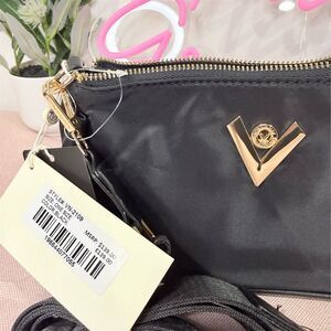 Valentino Orlandi Women's Black Nylon Shoulder Bag Gold Hardware $139 MSRP